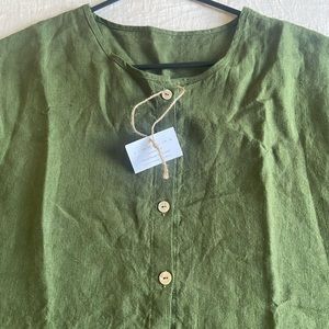 Midi linen dress/button in front